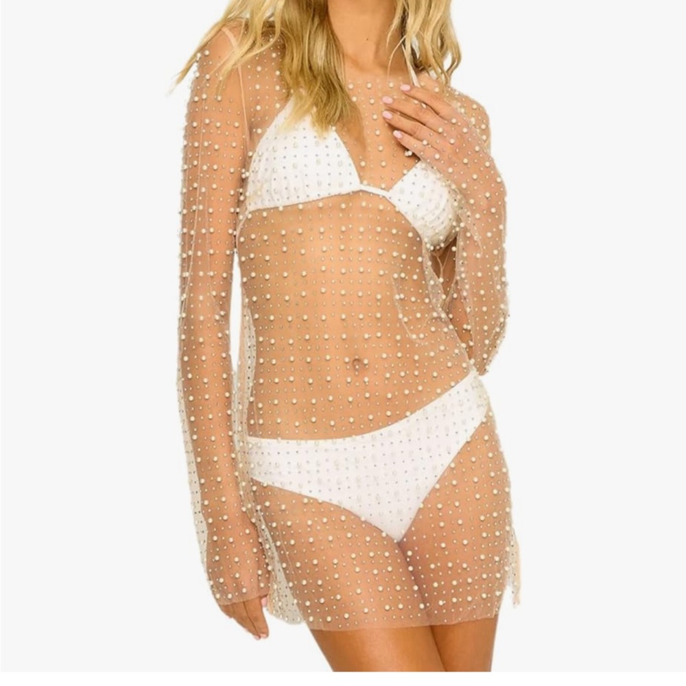 Mesh pearl cover up